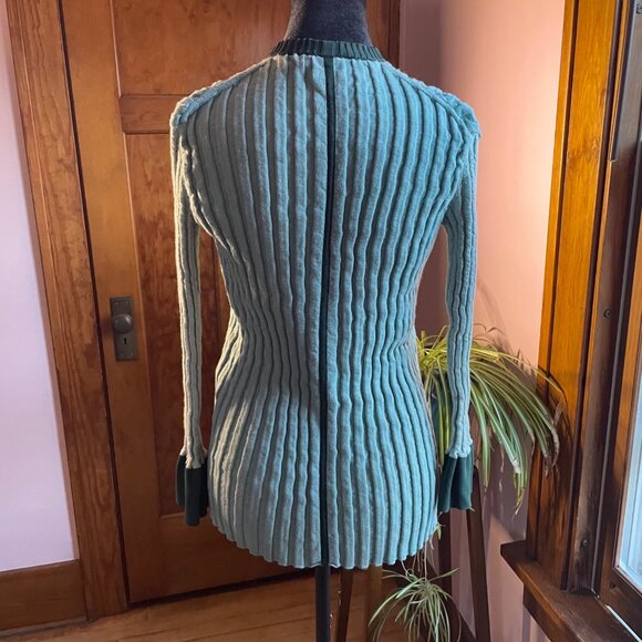 Celine Phoebe Philo Era Ribbed Knit Top M Mint Green Made in Italy Quiet Luxury - Picture 5 of 11